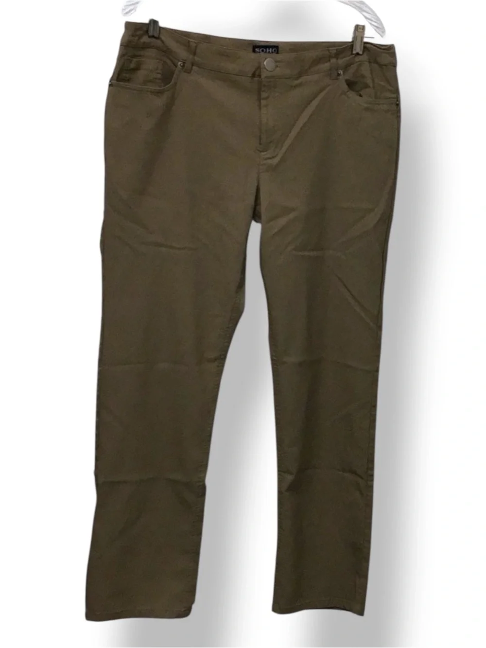 SOHO Apparel Women’s Straight Leg Pants | Neutral Workwear Trouser Camel Size 16